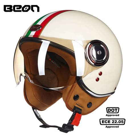 BEON Retro 3 4 Kask Motocyklowy Z Otwart Twarz W Stylu Vintage Chopper