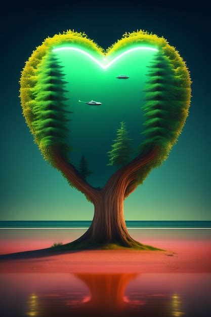 Premium AI Image | A tree with a heart shaped shape made by the artist.