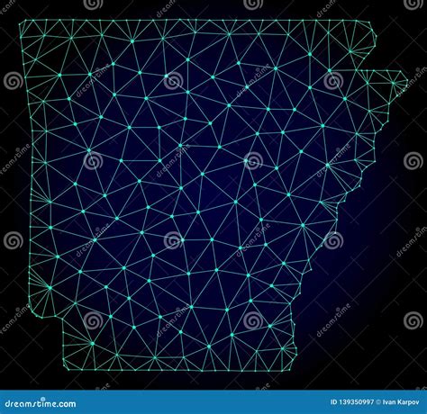 Struttura Poligonale Mesh Vector Map Del Cavo Dello Stato Dell Arkansas