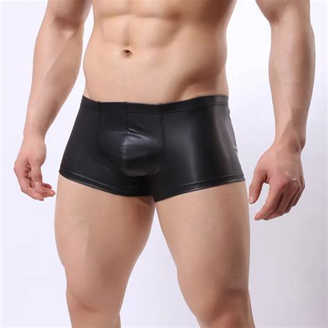 Buy Laamei Plus Size Boxers Black Gold Sexy Men Pu