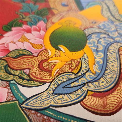 Yellow Jambhala Thangka Buddhist Traditional Painting Tibetan Style