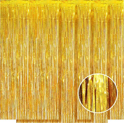 Amazon Pack Gold Foil Fringe Curtains Ft X Ft Metallic