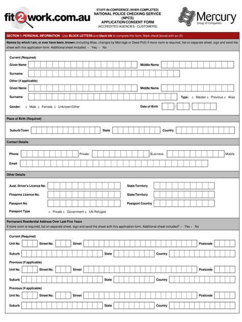 Fillable Online Legalaid Nsw Gov National Police Check Consent Form