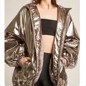 NUDE Jackets Coats Nude Metallic Hooded Jacket Poshmark