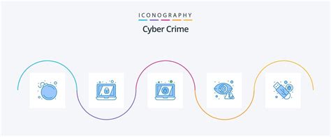 Cyber Crime Blue 5 Icon Pack Including Storage Drive Laptop Internet