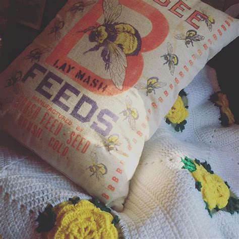 Honey Bee Feed Sack Pillow Pillows Throw Pillows Feed Sacks