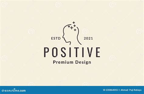 Linien Kopf Positiv Denken Logo Vektor Symbol Illustration Design