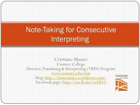 Note Taking For Consecutive Interpreting IMIA