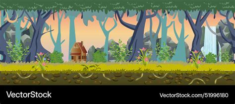 Forest game background and environment Royalty Free Vector