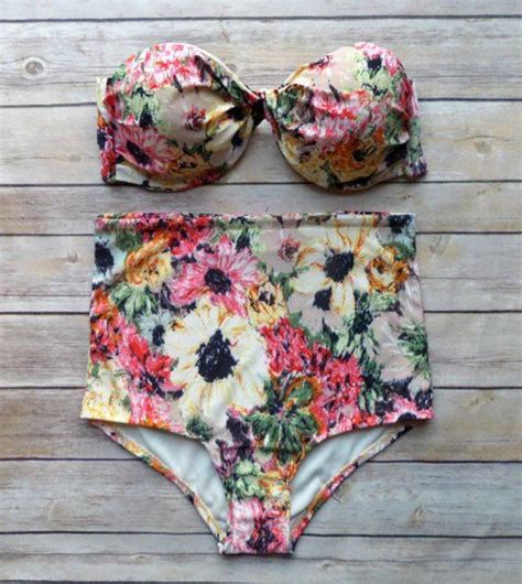 30 OFF Sexy Strapless Floral Print High Waisted Women S Bikini Set