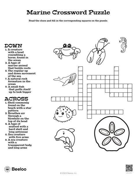 Ocean Themed Crossword Puzzles Beeloo Printable Crafts And Activities