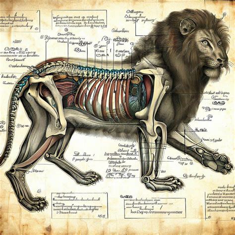 Premium Photo A Drawing Of A Lions Skeleton With The Anatomy Of The