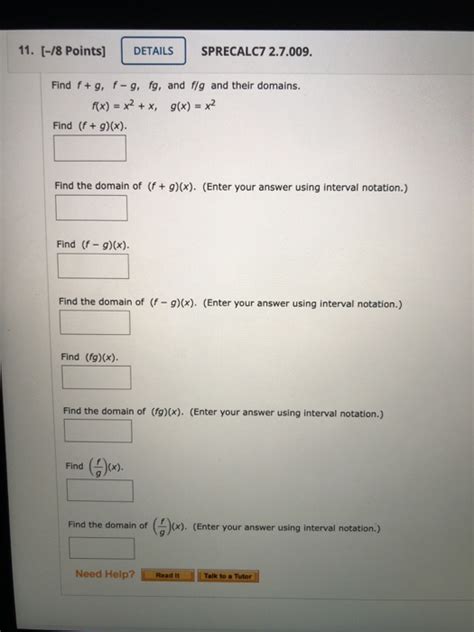 Solved Points Details Sprecalc Find F G Chegg