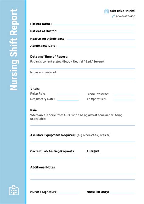 Nursing Change Of Shift Report Template Venngage