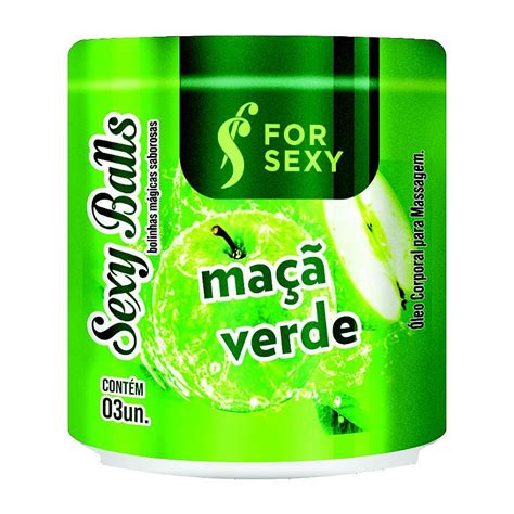 Bolinha Explosiva Beijável 3 Unidades Sexy Balls Maçã Verde FOR SEXY Lust of Love Sex