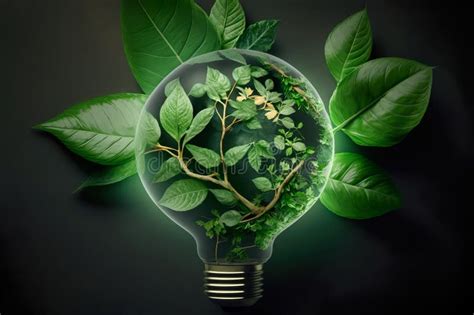 Renewable Energy Concept Environmental Friendly Light Bulb With Green