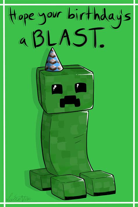 Creeper Birthday Card By Lucieniibi On Deviantart Minecraft Birthday Birthday Card Printable