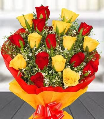 Rose Bouquet - 18 Red and Yellow Roses