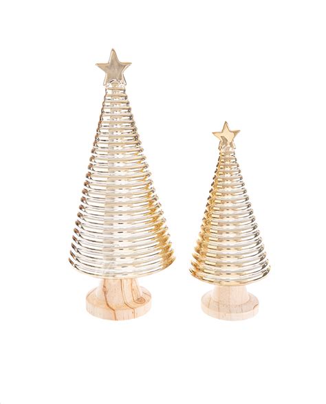 Scultura Albero Di Natale In Legno E Ceramica Oro Mobilia Store Home