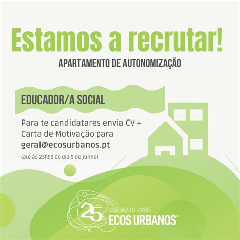 Estamos a recrutar Educador a Social para Apartamento de Autonomização