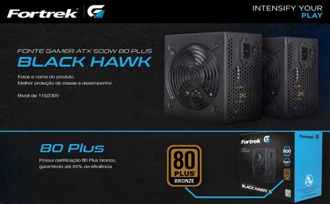 Fonte Gamer ATX 400W PFC Ativo Black Hawk 80 Plus Fortrek Amazon Br