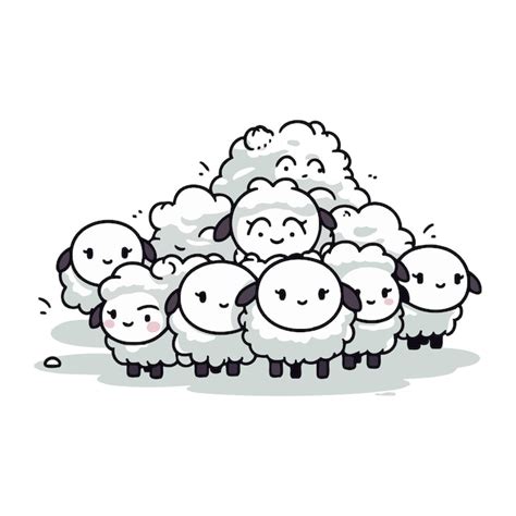 Troupeau De Moutons Illustration Vectorielle De Dessin Anim Isol E Sur