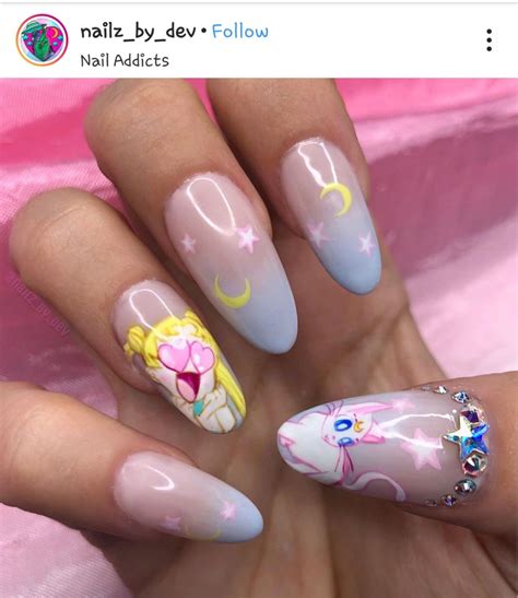 Pin By Diana Restrepo On Manicure Almendras Sailor Moon Nails Moon