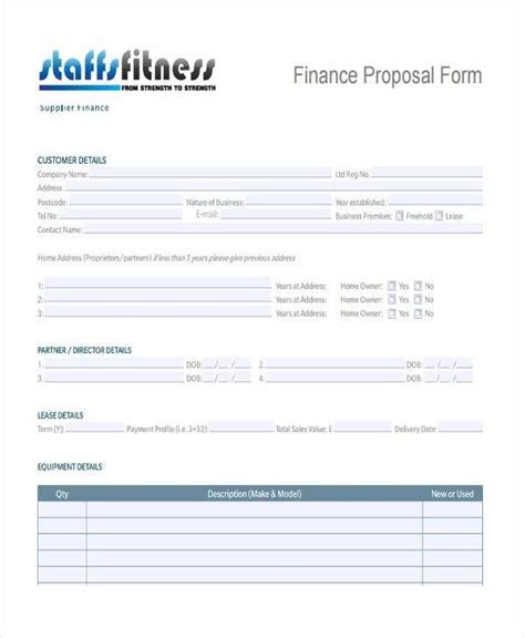 Free Sample Blank Proposal Forms In Pdf Excel Ms Word