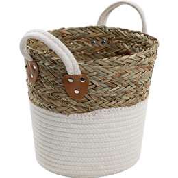 Inspire Woven Round Basket With Handle Small Each Woolworths