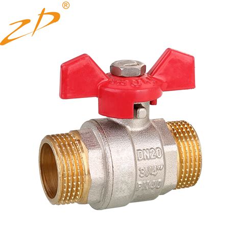 Oem Brass Water Angle Ball Valve With Red Butterfly Handle Male Thread