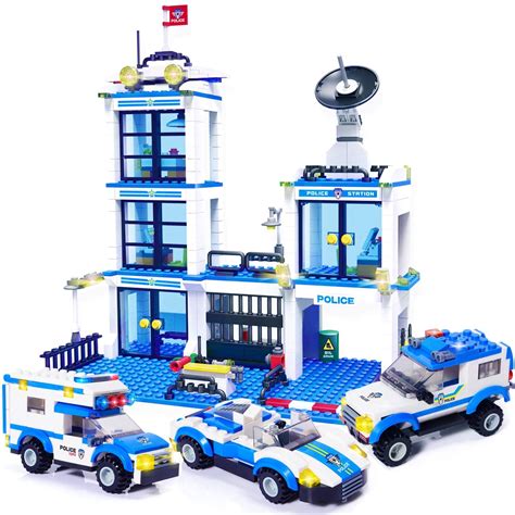 Exercise N Play 736 Pieces City Police Station Building Kit, Police Car ...