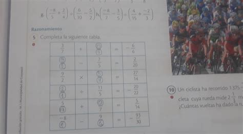 Realiza Las Siguientes Operaciones Completa La Siguiente Tabla 78368