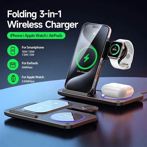 3 In 1 Foldable Multiple Desktop Wireless Charging Station For