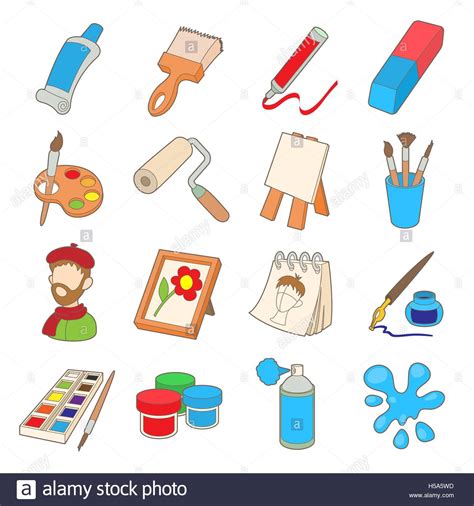 Art Icons Set Cartoon Style Stock Vector Image And Art Alamy