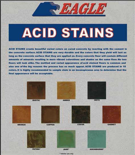 Eagle Acid Stain For Concrete Color Charts Available From Home Depot