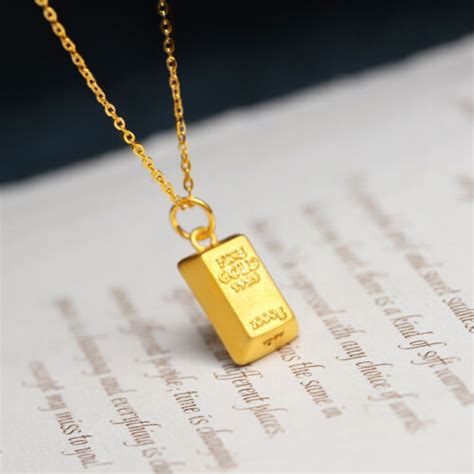 1pcs Real 24k Yellow Gold Pendant Women 3d Hard Gold Bullion Bar Pendant Hot Ebay