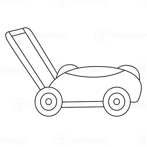 Lawn Mower Outline Vector On Transparent Background Png