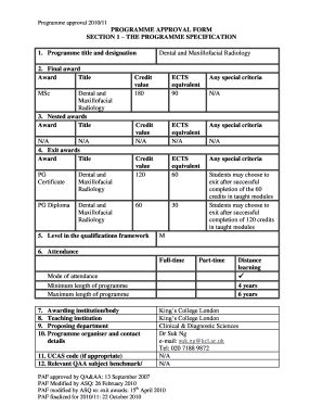 Fillable Online Kcl Ac Programme Approval Form King S College London