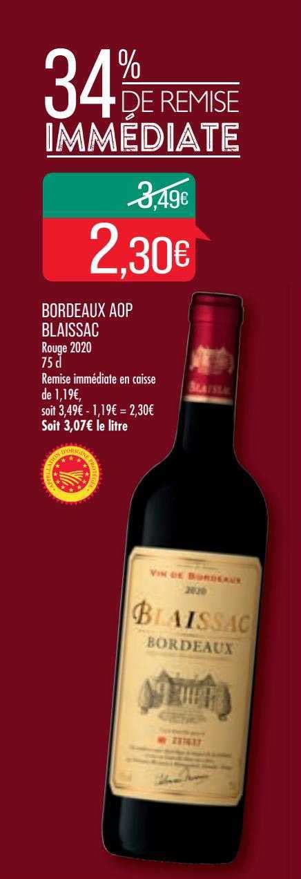 Promo Bordeaux Aop Blaissac Rouge 2020 Chez Match ICatalogue Fr