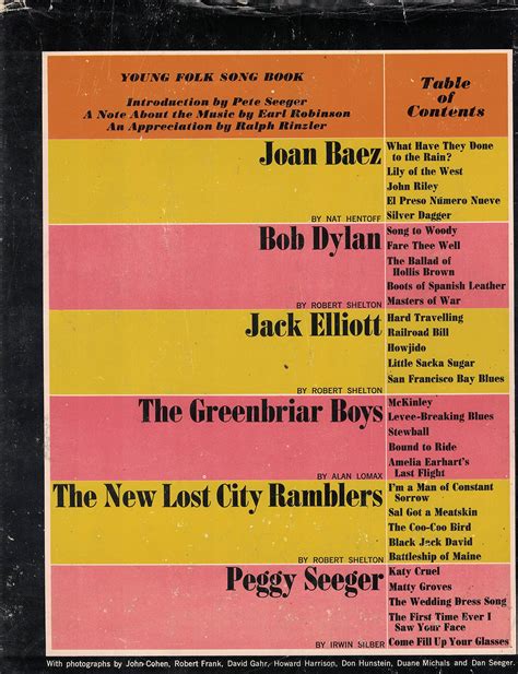 Young Folk Song Book Joan Baez Bob Dylan Jack Elliott The Greenbriar