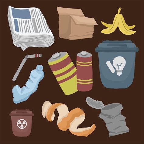 Premium Vector Trash Garbage And Rubbish Cute Hand Drawn Illustration Set