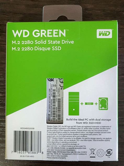 SSD диск Western Digital Green M 2 480 Гб SATA III TLC WDS480G2G0B