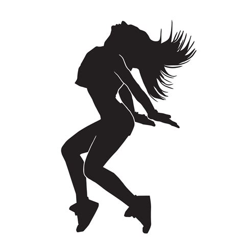 Female Hip Hop Dancer Woman Street Break Dance Vector Silhouette On