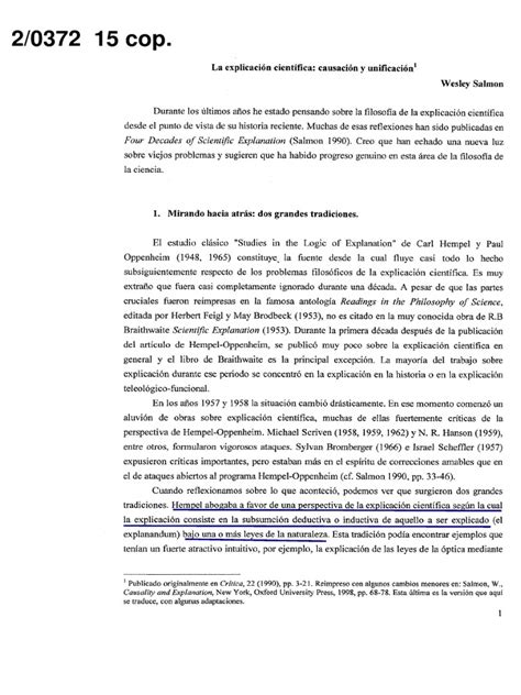 PDF 20372 SALMON La Explicacion Cientifica Causacion Y Unificacion