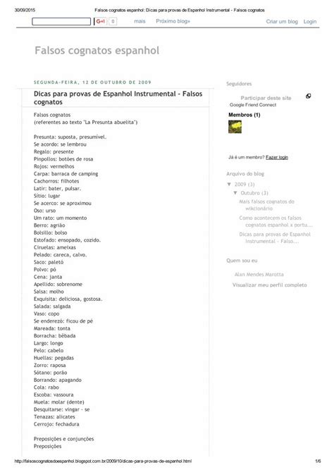 PDF Dicas Para Prova De Espanhol Instrumental Falsos Cognatos