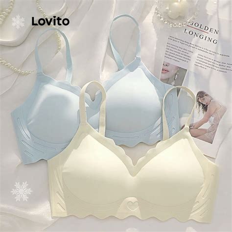 Lovito Casual Suti Feminino Liso Sem Costura De Alcinha Ta A