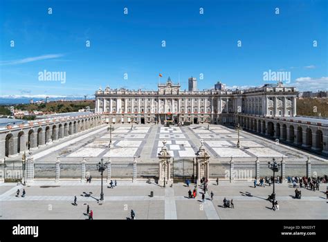 The Royal Palace Palacio Real And Plaza De La Armería From The Cathedral Madrid Spain