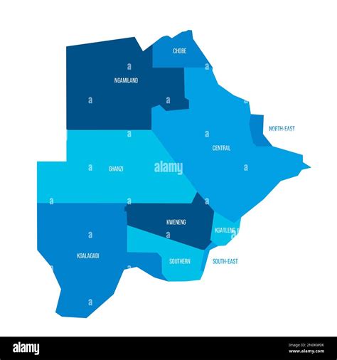 Botswana Mapa Pol Tico De Las Divisiones Administrativas Distritos