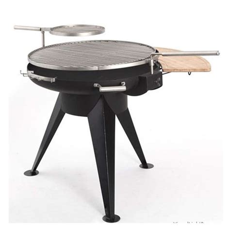 Massive Cranford Charcoal Bbq Grill With Removable Bamboo Side Table