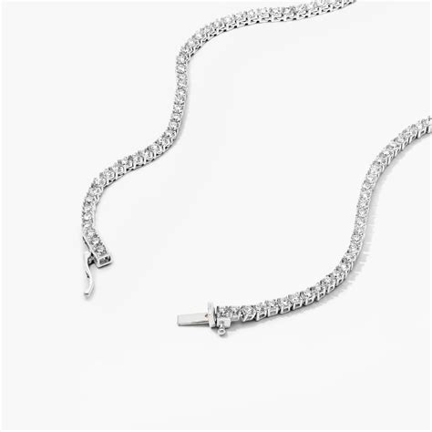 14k White Gold Chevron Lab Grown Diamond Tennis Necklace 81760w14l